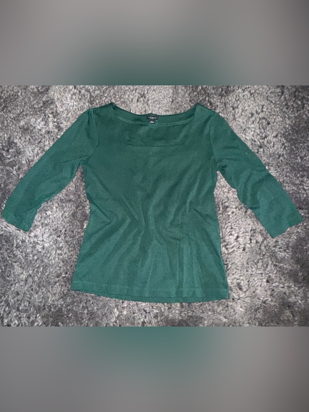Ann Taylor Emerald Green Square Neck 3/4 Sleeve Top